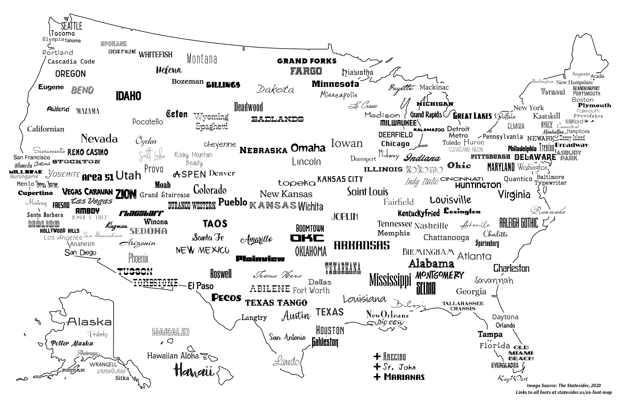 Statesider US Font Map